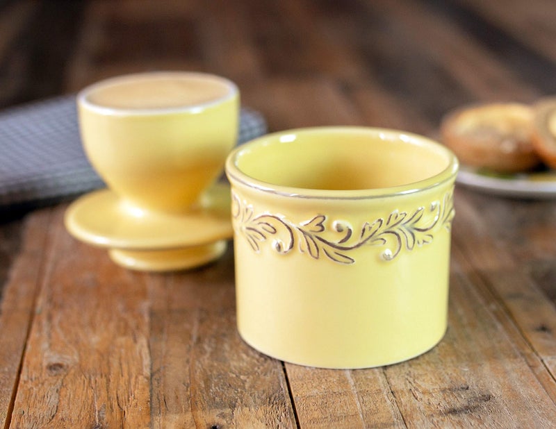 Butter Bell - The Original Butter Bell crock by L Tremain, a Countertop French Ceramic Butter Dish Keeper for Spreadable Butter, Antique Collection, Goldenrod - Image 5